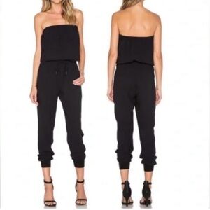 Joie Black Strapless Jumpsuit Elastic Neckline Drawstring Waist Size XS